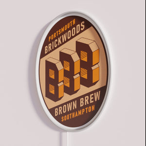 Neon Brown and Brew Sign with RGB Colorful Illumination Lighting