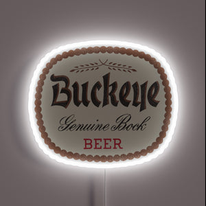 Bright retro neon sign featuring defunct Buckeye Beer branding.