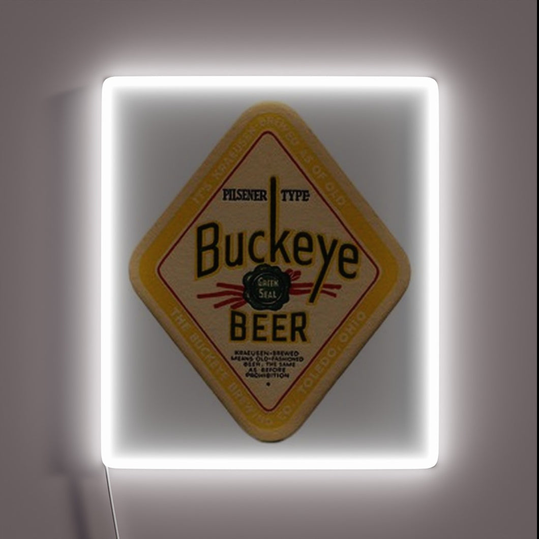 Vibrant Buckeye Spirit Illuminated with Electrifying Green Beer Sign