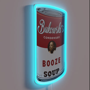 Boldly lit, cheeky tribute to literary legend Charles Bukowski's spirit.