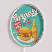 Charger l&#39;image dans la galerie, Vibrant Neon Sign Illuminates Kitchen Bars with Burgers and Drinks Theme