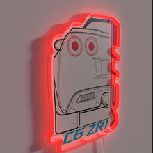 Charger l&#39;image dans la galerie, Electric C6 ZR1 LED logo wall decor in vibrant color.