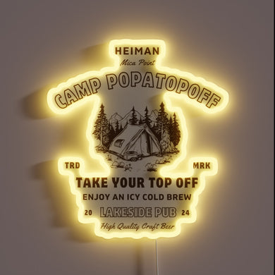 RGB Glowing Neon Sign for Camp Popatopoff's Lakeside Pub Ambiance