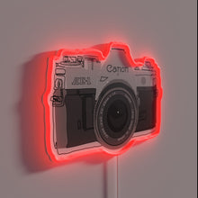 Charger l&#39;image dans la galerie, Vintage camera design illustration in bold RGB neon glow accents.