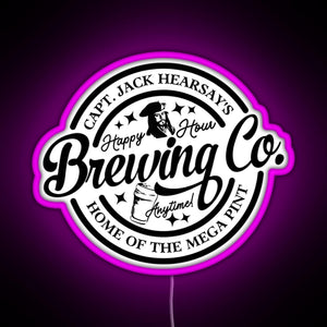 Captain Jack Hearsay s Brewing Company Home of the Mega Pint RGB neon sign  pink