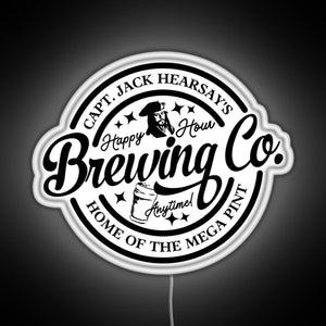 Captain Jack Hearsay s Brewing Company Home of the Mega Pint RGB neon sign white 