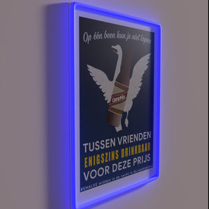 Vintage Dutch beer bar decor with retro neon lighting effect.