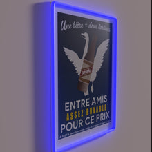 Charger l&#39;image dans la galerie, Retro chic French beer bar decor with vibrant neon glow.