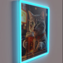Charger l&#39;image dans la galerie, Funny Cat Drinking Beer in Colorful Neon Sign for Home