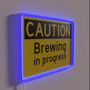 Caution: Freshly Brewed Coffee Alert - Neon Bar Sign