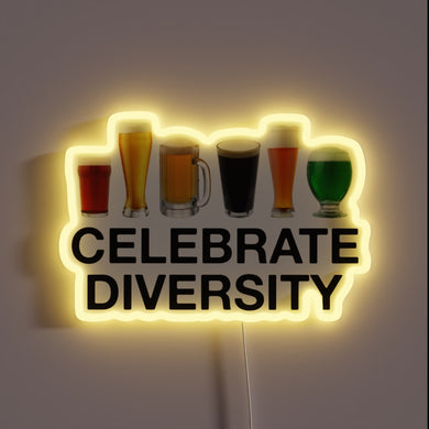 Neon Sign Promoting Tolerance and Inclusivity with Colorful Brew Logo