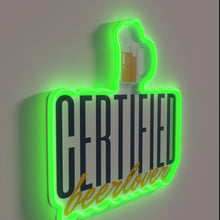 Charger l&#39;image dans la galerie, Neon sign that reads &#39;Certified Beer Lover&#39; in bold RGB letters.