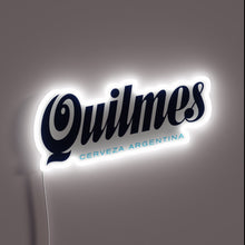 Charger l&#39;image dans la galerie, Neon illuminated logo of Argentine beer brand Quilmes in RGB.