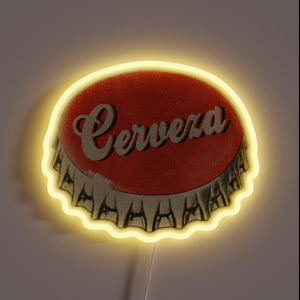 Colorful Cerveza Beer Sign with Vibrant RGB Neon Accents Installed