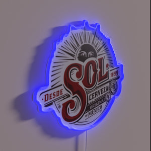 Vibrant RGB neon sign featuring iconic Mexican beer brand logo.