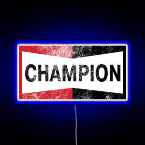 Champion Vintage Logo RGB neon sign blue