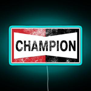 Champion Vintage Logo RGB neon sign lightblue 