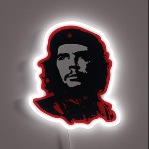 Che Guevara silhouette neon sign with white LED border