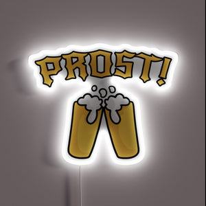 Vibrant RGB neon sign celebrates traditional German beer culture cheerfully.