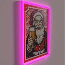 Charger l&#39;image dans la galerie, Holiday cheer illuminated with colorful LED Santa neon sign glow.