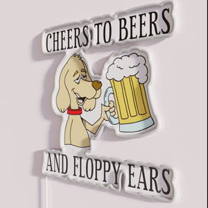 Vintage cartoon dog beer theme RGB colorful neon bar decoration