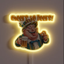 Charger l&#39;image dans la galerie, Brightly glowing neon bar decoration with colorful beer theme.