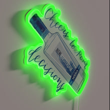 Charger l&#39;image dans la galerie, Brightly lit neon bar decoration with humorous pouring wine phrase
