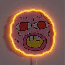 Charger l&#39;image dans la galerie, Neon sign of the Cherry Bomb logo with wild cartoon face and bold lines.
