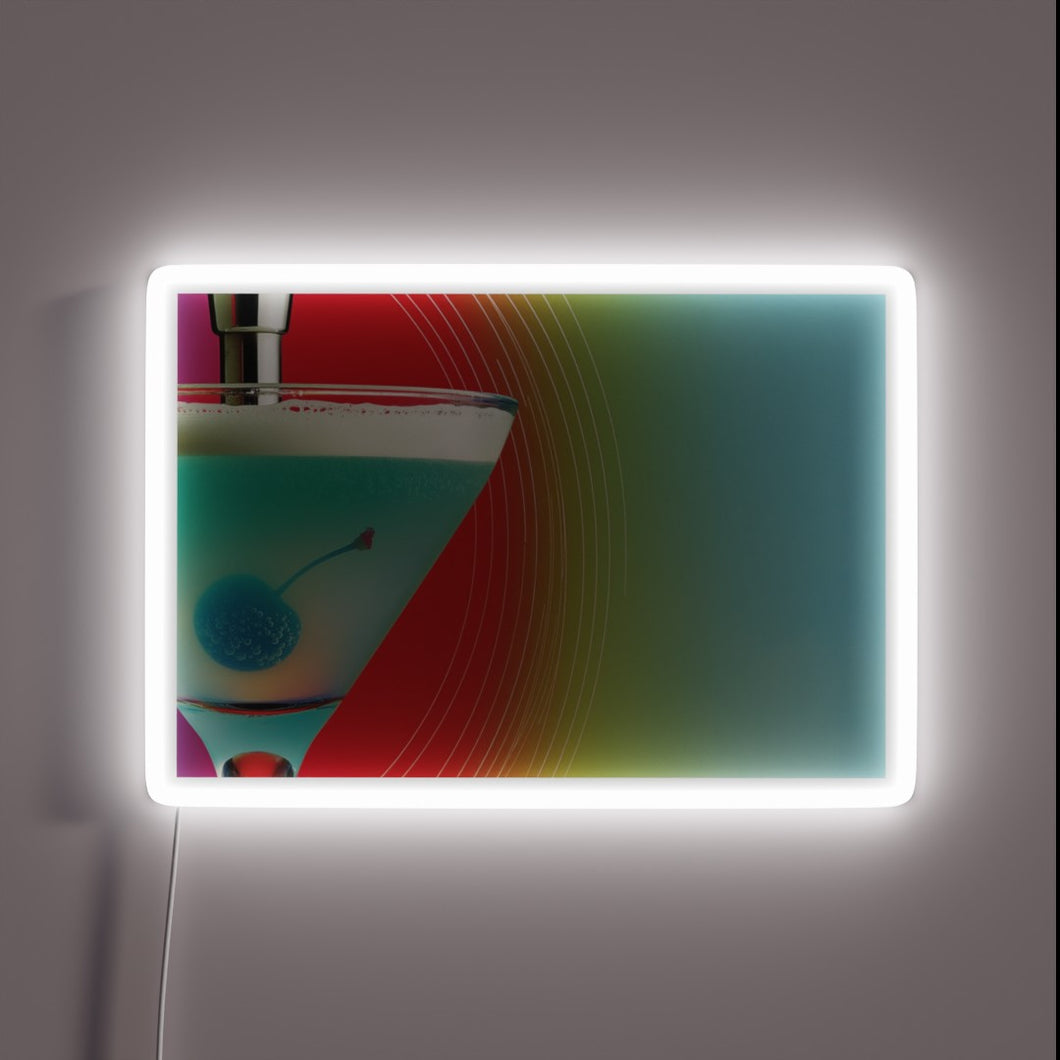 Vibrant Cherry Martini Themed RGB Neon Bar Sign Accent Wall Decoration