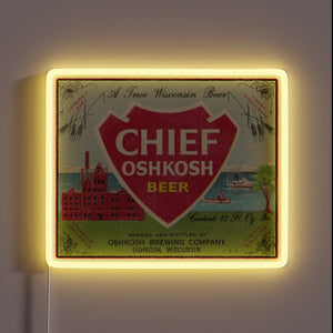 Vintage retro Chief Oshkosh Beer defunct brewery neon sign collector's item