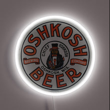Charger l&#39;image dans la galerie, Vintage Chief Oshkosh Beer Sign Design in RGB Neon Glow