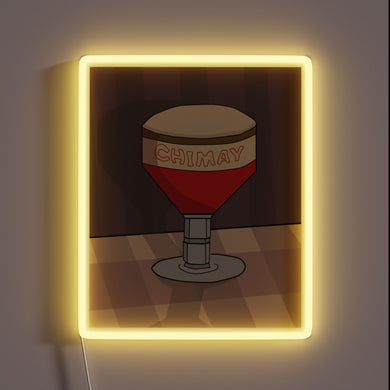 Eye-catching RBG neon sign featuring iconic Chimay Beer logo design