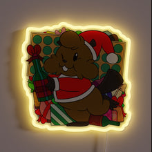 Charger l&#39;image dans la galerie, Vibrant RGB Christmas decoration featuring a bushy beaver silhouette