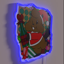 Charger l&#39;image dans la galerie, Christmas Bushy Beaver Neon Sign in Colorful Swirling Forest Design.