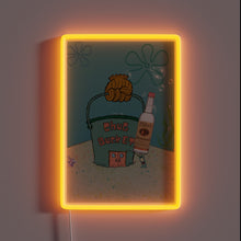 Charger l&#39;image dans la galerie, Vibrant neon sign features iconic SpongeBob and Chum Bucket logo design.