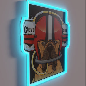 Bright neon design celebrates Cleveland Browns beer helmet spirit proudly