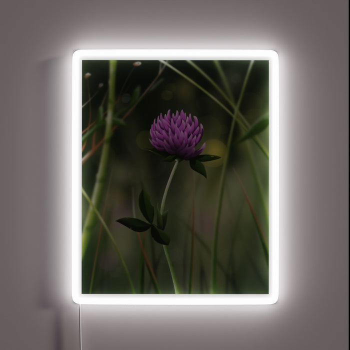 Vibrant Clover Bloom in Radiant Glowing Neon Semi Realistic Design