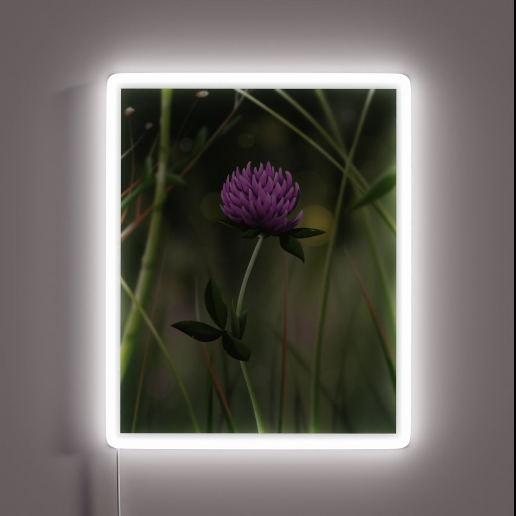 Vibrant Clover Bloom in Radiant Glowing Neon Semi Realistic Design