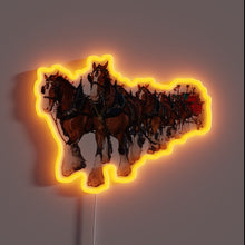 Charger l&#39;image dans la galerie, Glowing eight-horse Clydesdale hitch tribute with vibrant RGB neon accents