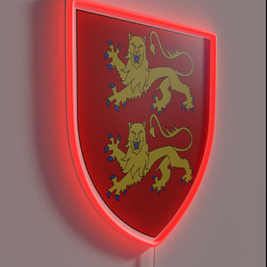 Noble Heritage Illuminated: Vibrant RGB Neon Coat of Arms Sign