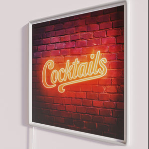 Glowing Bar Decorations with Colorful Cocktail Signs in Full RGB