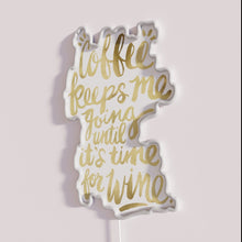Charger l&#39;image dans la galerie, Eye-catching coffee and wine bar neon sign with gold accents