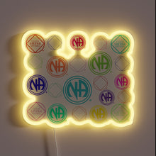 Charger l&#39;image dans la galerie, Colorful Narcotics Anonymous symbols and logos in vibrant neon display.