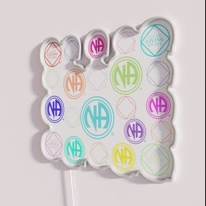 Bright Rainbow NA Sign, Narcotics Anonymous Logo Decorative Neon Display