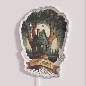 Vintage green neon bar sign with custom Tree House Brewing logo