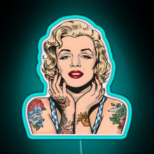 Charger l&#39;image dans la galerie, Cool Vintage Marilyn Monroe With Tattoos RGB neon sign lightblue 