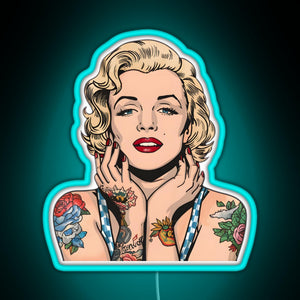 Cool Vintage Marilyn Monroe With Tattoos RGB neon sign lightblue 