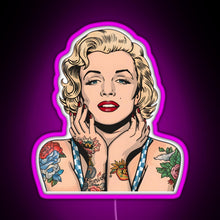 Charger l&#39;image dans la galerie, Cool Vintage Marilyn Monroe With Tattoos RGB neon sign  pink