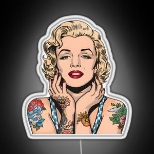 Cool Vintage Marilyn Monroe With Tattoos RGB neon sign white 