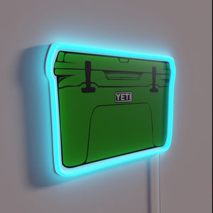 Neon cooler canopy lighting in vibrant green RGB glow